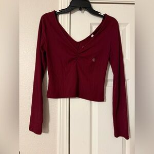 PacSun Women's Burgundy Long Sleeve Top